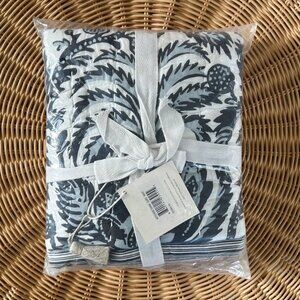 NEW Serena & Lily Artichoke Quilted Euro Pillow Sham-Navy Blue